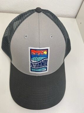Patagonia Gray Trucker Hat with Colorful Wave Patch